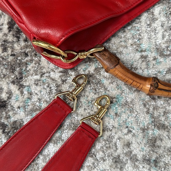 Vintage 90s Gucci Bamboo Handle Leather 2-Way Bag + COA - Picture 15 of 15